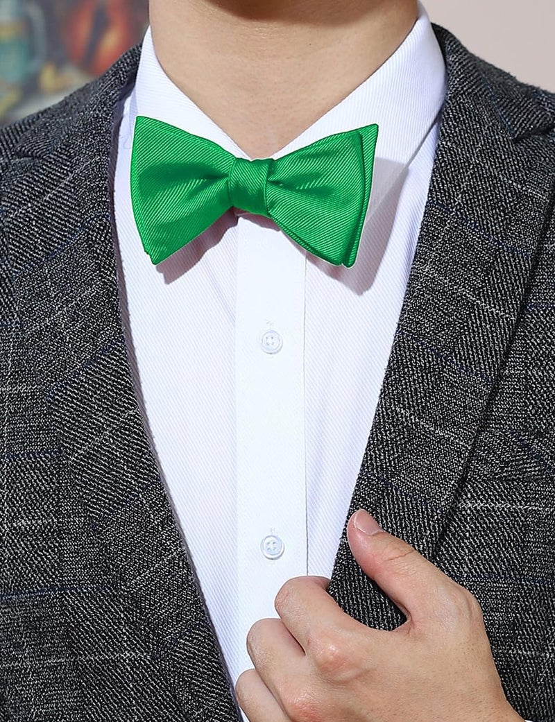 pensee Mens Solid Bowtie Woven Self Tie Bow Ties Tuxedo & Wedding Bowties - Image 2