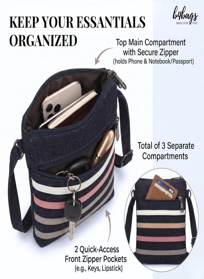 b4bags Mobile Sling Bag for Women | Denim Crossbody Bag for Phone, Wallet & Travel | Lightweight Ladies Sling Purse Latest (Black) - Image 4