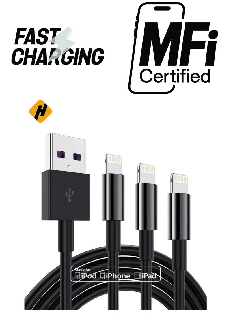 HuHa - 3 Pack Apple MFi Certified iPhone Charger Cable 1M, Apple Lightning to USB Cable Cord, 2.4A Fast Charging Apple Phone Long Chargers for iPhone 12/11/11Pro/11Max/ X/XS/XR/XS - Image 1