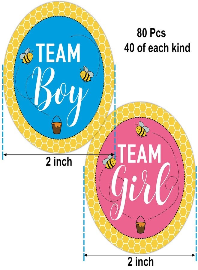 نان براند ملصقات كشف جنس المولود (80 قطعة) بتصميم نحلة، فريق ولد وفريق بنت، ملصقات لحفلات استقبال المولود، مقاس 2 بوصة، مناسبة لألعاب التصويت ولوازم الحفلات، باللونين الأزرق والوردي. - Image 4