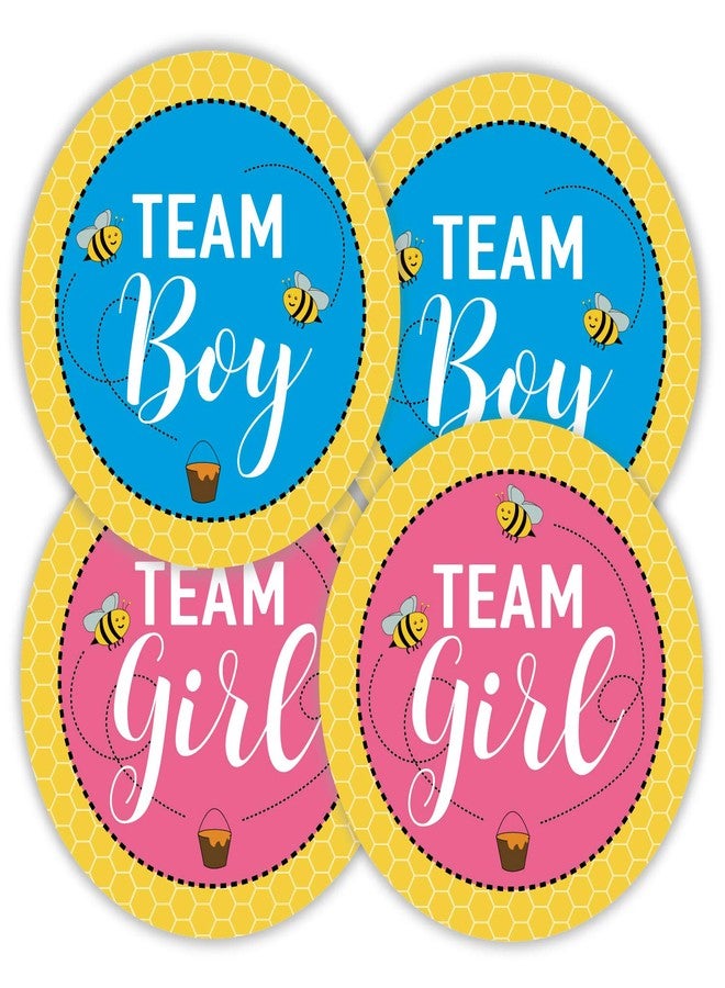 نان براند ملصقات كشف جنس المولود (80 قطعة) بتصميم نحلة، فريق ولد وفريق بنت، ملصقات لحفلات استقبال المولود، مقاس 2 بوصة، مناسبة لألعاب التصويت ولوازم الحفلات، باللونين الأزرق والوردي. - Image 1