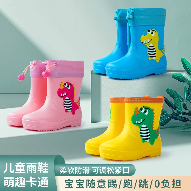 New Little Dinosaur Cartoon Pvc Children'S Lightweight Rain Boots Waterproof Men'S And Women'S Water Rubber Shoes Non-Slip Comfortable Rain Boots - Image 2