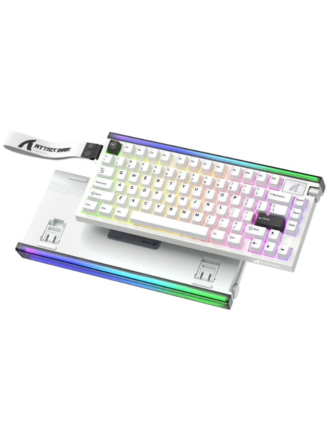 Attack Shark R85HE 75% Wired Magnetic Hall Effect Gaming Keyboard, Rapid Trigger 0.005mm Precision, Adjustable Actuation 0.1–3.3mm, 8000Hz Polling Rate, SOCD/DKS Support, RGB Backlit, USB-C Mechanical Keyboard with Volume Knob | White - Image 2