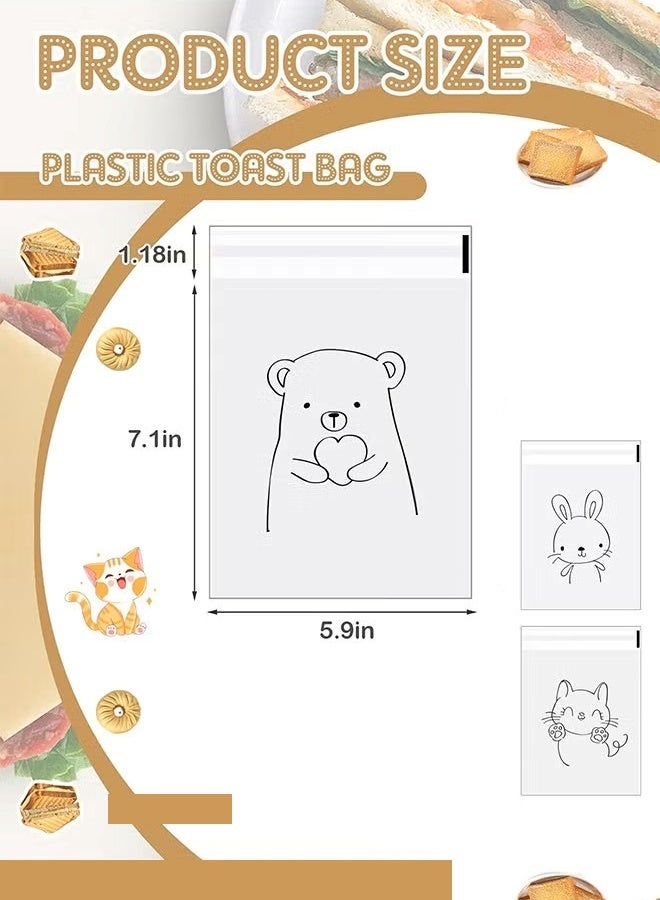 ١٠٠ كيس طعام، أكياس بلاستيكية ذاتية الإغلاق مزينة برسومات حيوانات، أكياس شفافة لتغليف وتخزين الطعام - Image 5