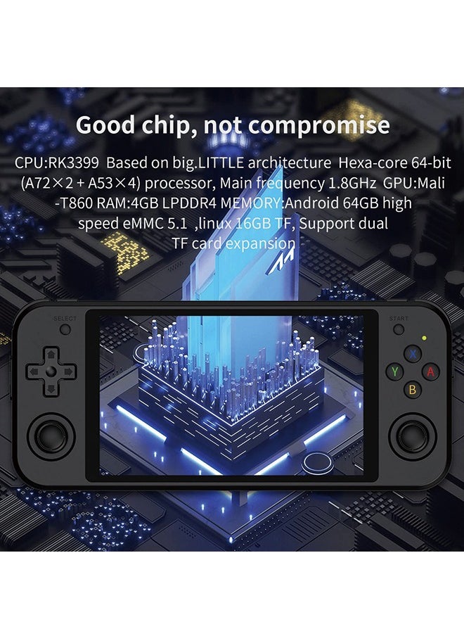 RG552 Handheld Game Console , RK3399 Chip Dual OS Linux , Android System Support HDMI / WIFI Online Games Built-in 64G SD Card 2500 Classic Games (Black)
