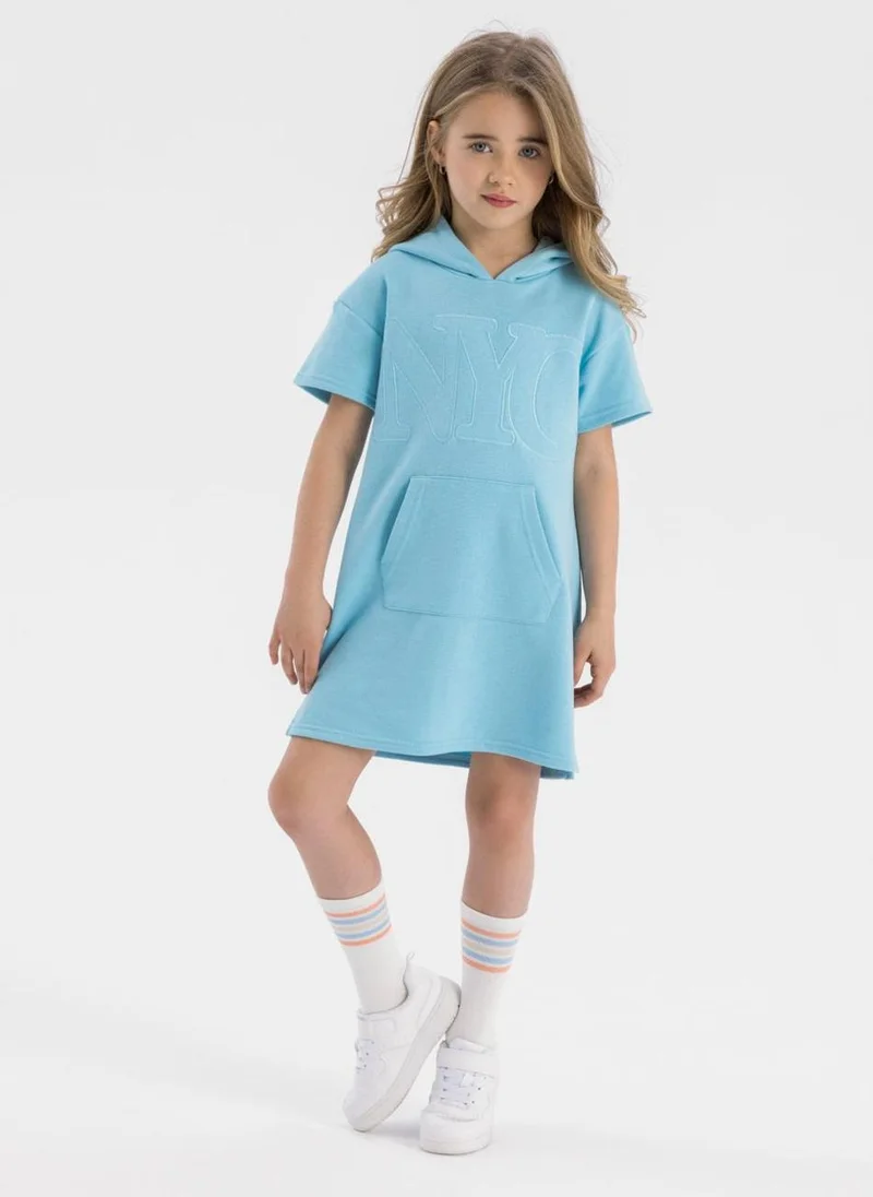 MINOTI Teen Girls Short Sleeve Fleece Hooded Dress