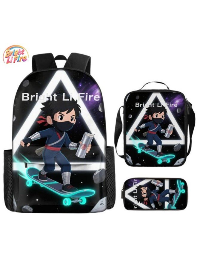 واضح من النار حقيبة كرتونية من ثلاث قطع، يسهل التعامل معها في مناسبات مختلفة (متوفرة للطلاب والأطفال والأصدقاء في النزهايات وتسلق الجبال والتعليم المدرسي وما إلى ذلك) | الكتفين + حقائب اليد + حقائب القرطاسية | موسم العودة إلى المدرسة / هدايا المهرجان - 23 - Image 1