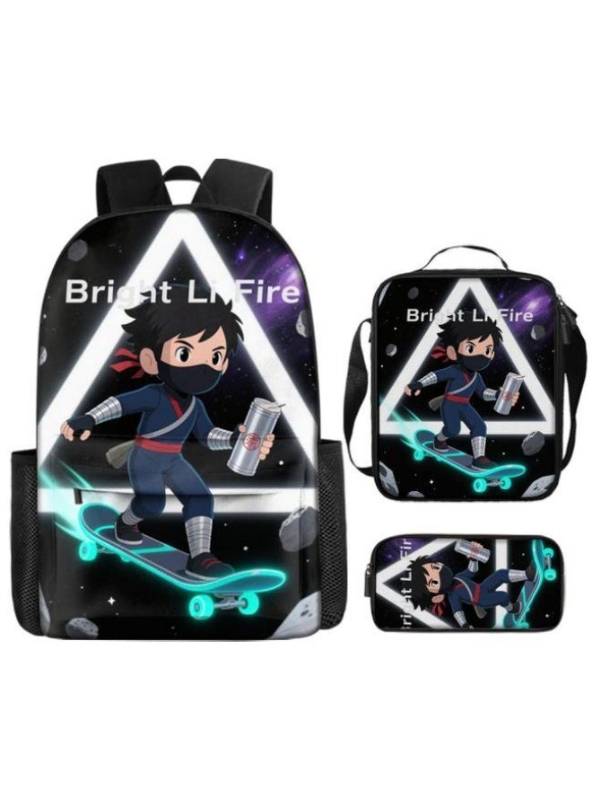 واضح من النار حقيبة كرتونية من ثلاث قطع، يسهل التعامل معها في مناسبات مختلفة (متوفرة للطلاب والأطفال والأصدقاء في النزهايات وتسلق الجبال والتعليم المدرسي وما إلى ذلك) | الكتفين + حقائب اليد + حقائب القرطاسية | موسم العودة إلى المدرسة / هدايا المهرجان - 23 - Image 2