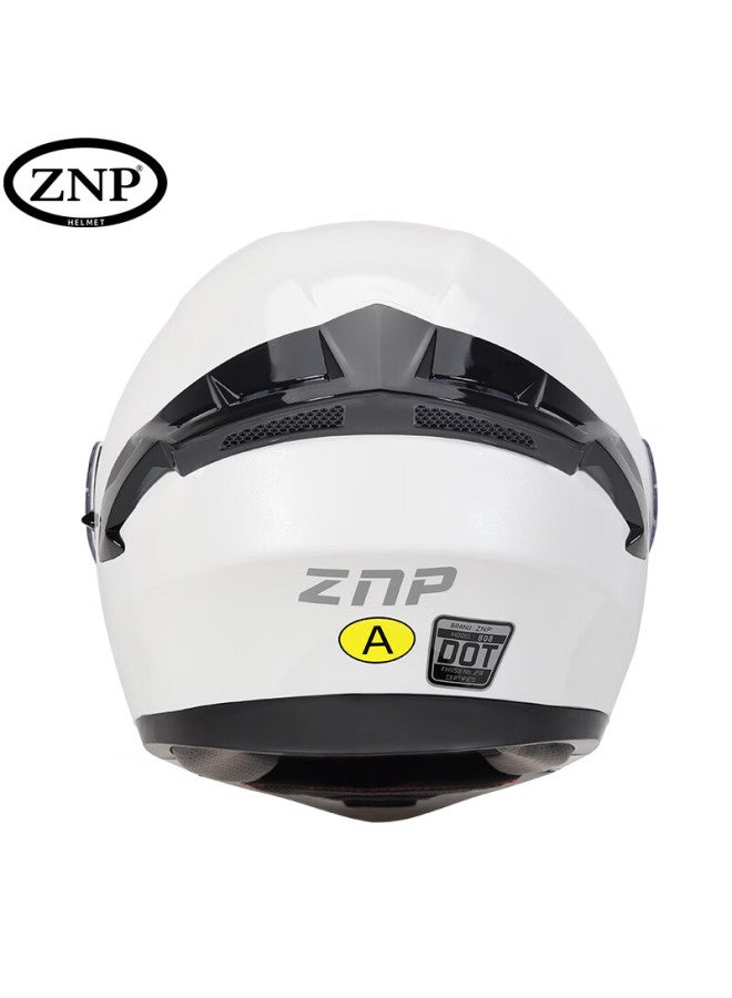 Znp808 Motorcycle Helmet For Men And Women, Flip-up Visor, All-season Universal Electric Motorcycle Full-face Helmet, Pearl White, XL - Image 2