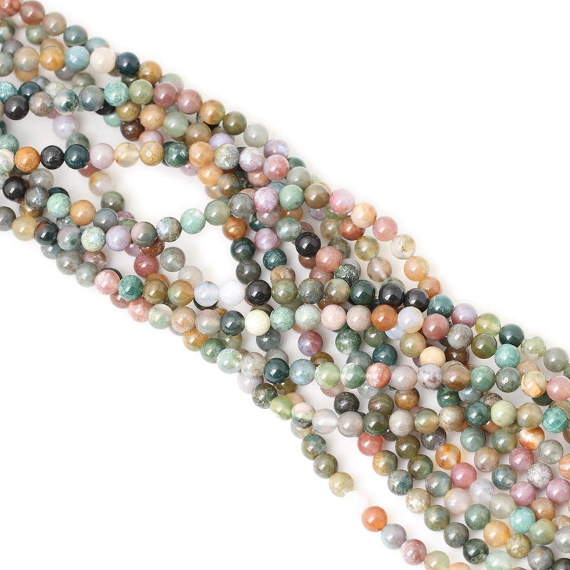 CHEAVIAN 60PCS 6mm Natural Indian Agate Gemstone Round Loose Beads for Jewelry Making DIY 1 Strand 15" - Image 4