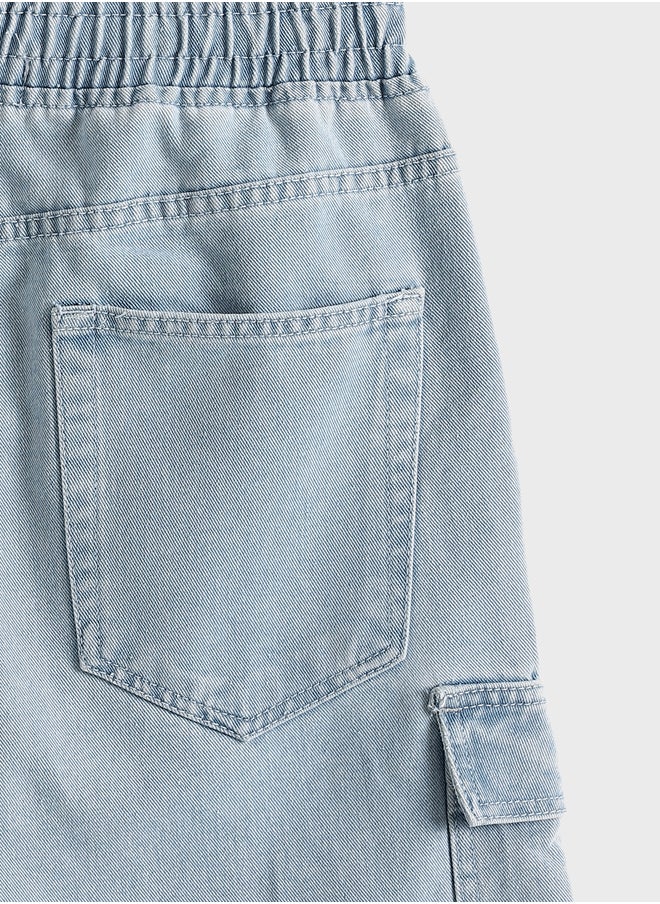 Elasticated Waist Basic Men's Denim Shorts