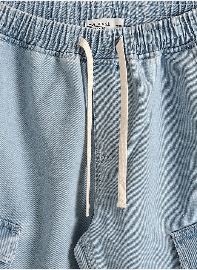 Elasticated Waist Basic Men's Denim Shorts