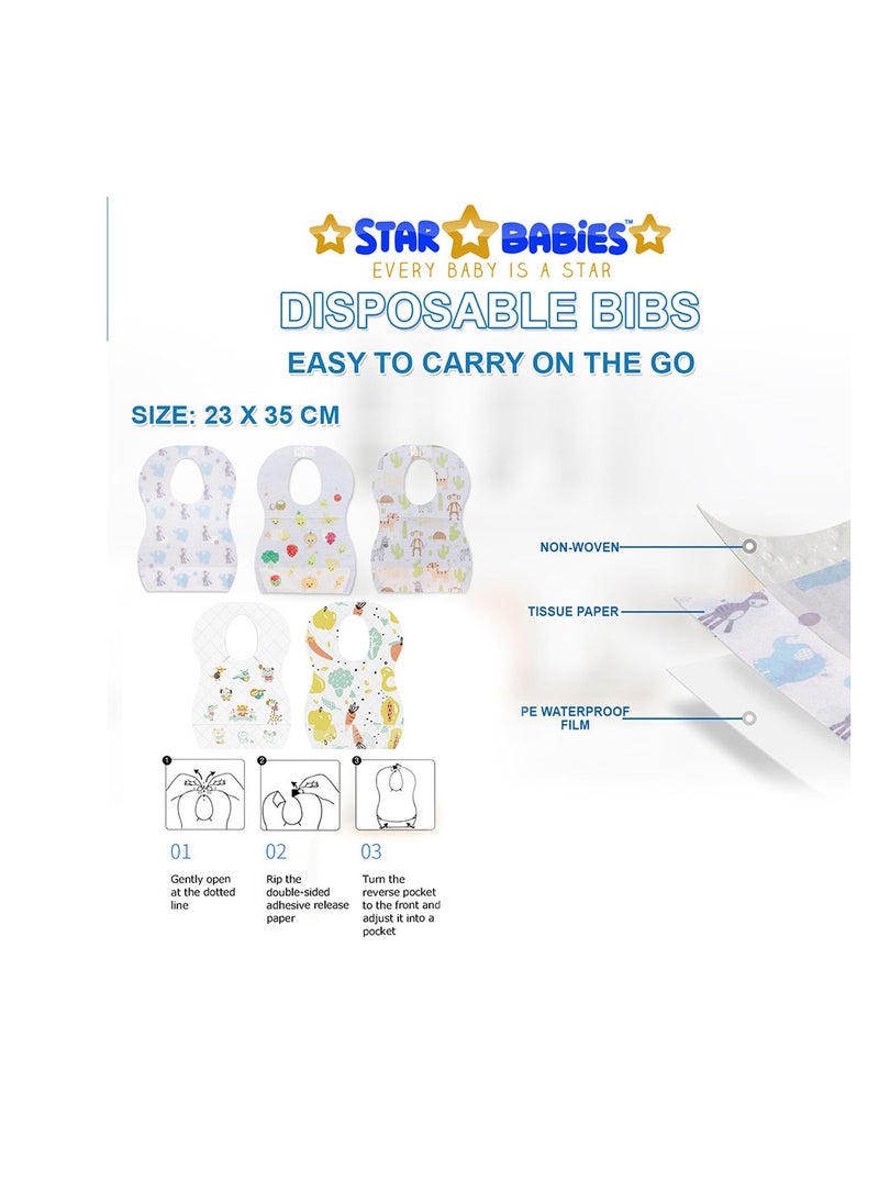 STAR BABiES Star Babies - Combo Pack of 2- Disposable Changing Mat Pack of 20 with Disposable Bibs (20 Pcs) - Blue  - Image 3