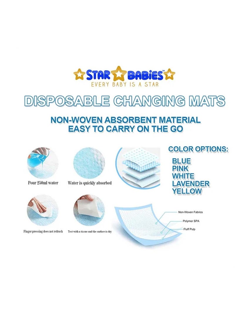 STAR BABiES Star Babies - Combo Pack of 2- Disposable Changing Mat Pack of 20 with Disposable Bibs (20 Pcs) - Blue  - Image 4