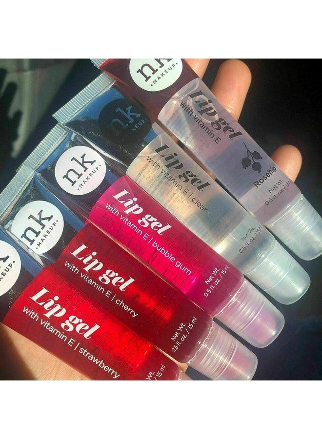 NICKA K NEW YORK VARIETY SET OF 5 NK Hydrating Lip Gel - Vitamin E (Clear, Rosehip Oil, Bubble Gum, Cherry, Strawberry) - Image 1