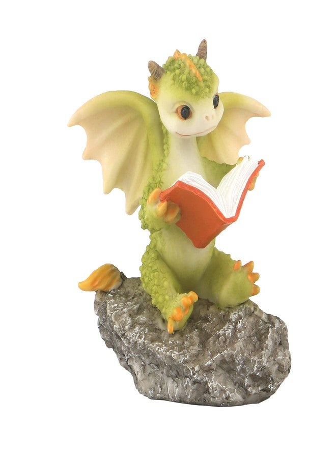 KEEPKAP Dragon Figurine Ornament Design Accessories Desktop (Dragon Reading On a Stone) - Image 1