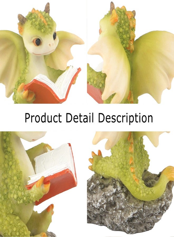 KEEPKAP Dragon Figurine Ornament Design Accessories Desktop (Dragon Reading On a Stone) - Image 3