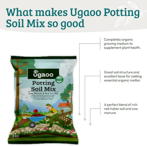Ugaoo Organic Potting Soil Mix for Plants – 5 Kg | Ready to Use Garden Soil for Cactus & Succulents, Indoor, Outdoor & Flowering Plants | Red Soil with Cow Manure | Home Garden Potting Mixture - Image 5