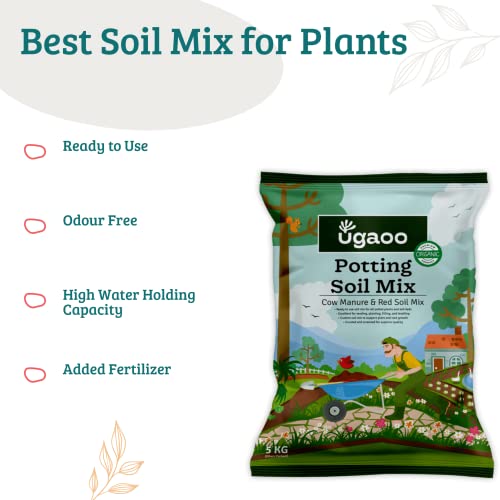 Ugaoo Organic Potting Soil Mix for Plants – 5 Kg | Ready to Use Garden Soil for Cactus & Succulents, Indoor, Outdoor & Flowering Plants | Red Soil with Cow Manure | Home Garden Potting Mixture - Image 2