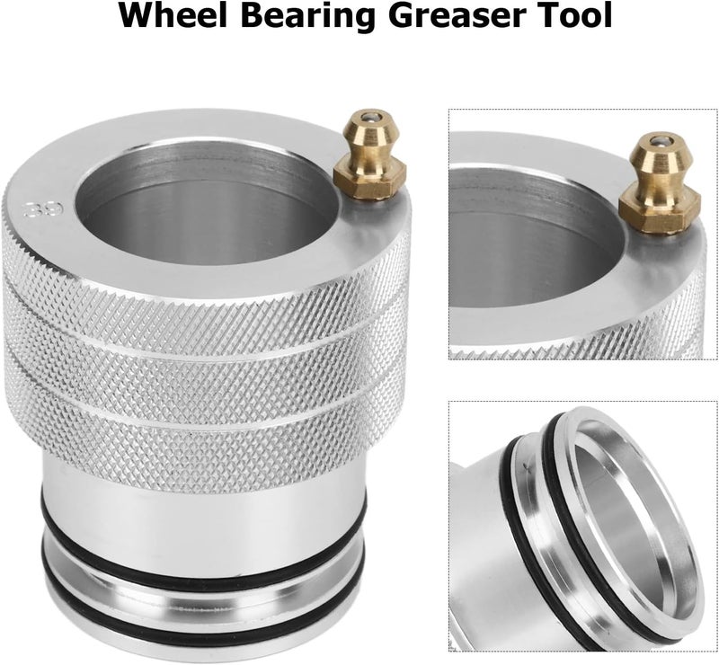 Wheel Bearing Greaser Tool 39mm, Silver Aluminum and Brass Bearing Lubrication Tool with Double O - Ring Seal for Can - Am Maverick X3 Max, Replacement for OEM 293350109 - Image 4
