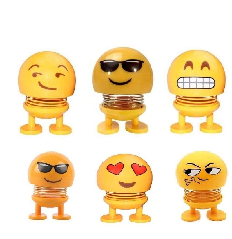 N M Z Smiley Spring Doll Creative Car Carrying Ornaments Shaking Head Doll (Set of 6) Cartoon Funny Spring Model Ornament - Image 1