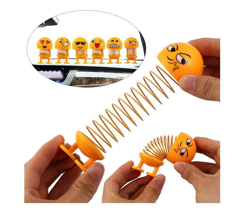 N M Z Smiley Spring Doll Creative Car Carrying Ornaments Shaking Head Doll (Set of 6) Cartoon Funny Spring Model Ornament - Image 5