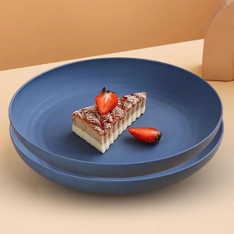 aDai 9 Wheat Straw Round Dinner Plate EcoFriendly Lightweight Unbreakable Microwave Dishwasher Safe Food Dish Steak Plate Serving Tray for Kitchen Restaurant Parties Gifting - Image 1
