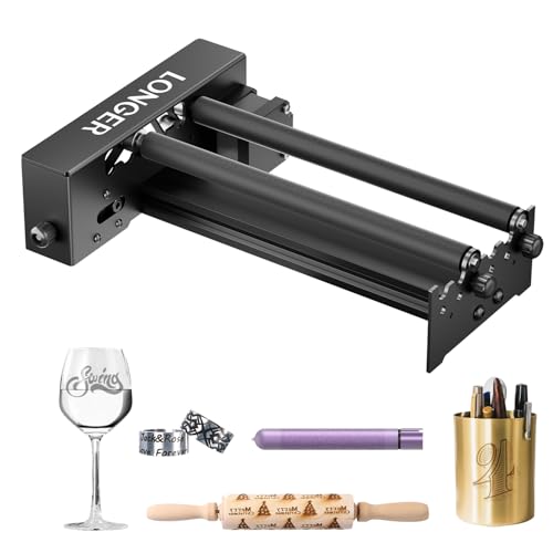 Longer Laser Engraver Rotary Roller, Y-axis Rotary Roller 360° Rotation for Laser Engraver Engraving Cylindrical Objects Tumblers Cans Cups Bottles, Adjustable 6-200mm Diameters - Image 1