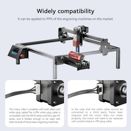 Longer Laser Engraver Rotary Roller, Y-axis Rotary Roller 360° Rotation for Laser Engraver Engraving Cylindrical Objects Tumblers Cans Cups Bottles, Adjustable 6-200mm Diameters - Image 3