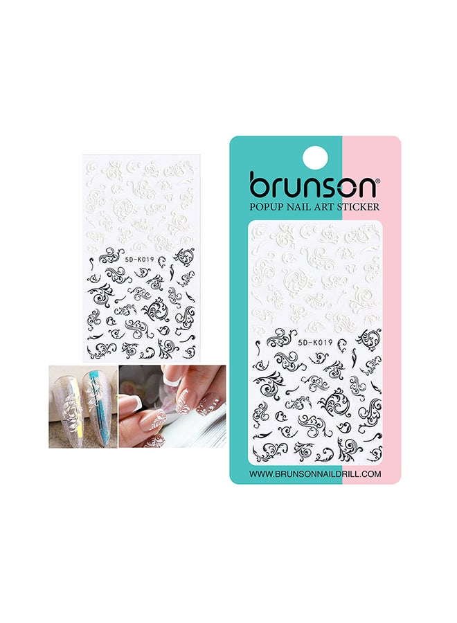 brunson 5D Flower Decals Exquisite Self Adhesive Nail Art Decoration Stickers 5D-k019