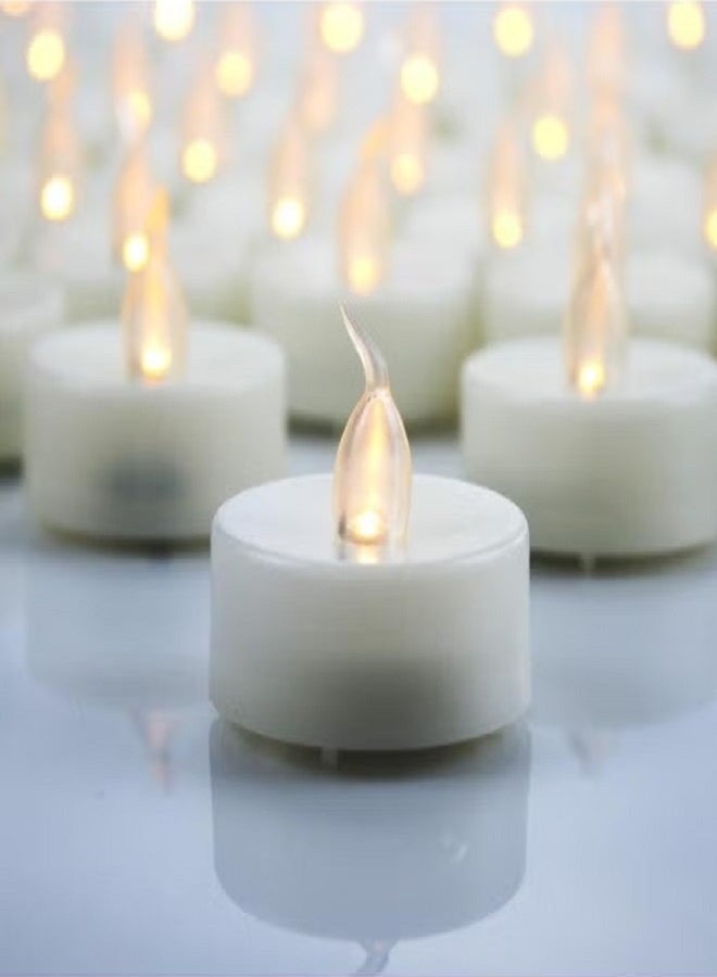 12 قطعة شموع LED بدون لهب تعمل بالبطارية شموع كهربائية وهمية متلألئة لإضاءة الحفلات وزينة عيد الميلاد والزفاف بطاريات طويلة الأمد مضمنة لون أبيض كريمي - Image 1