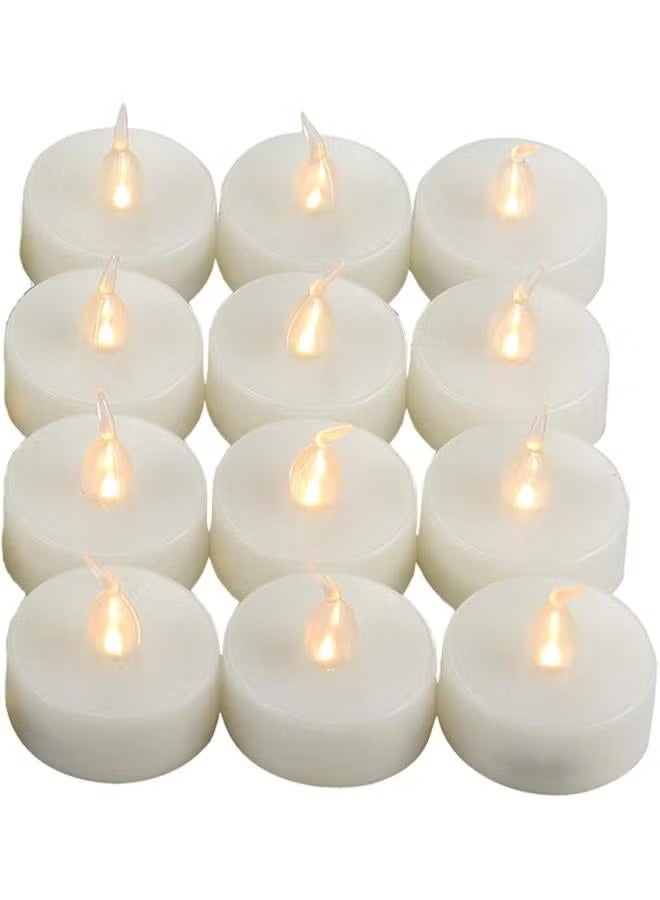 12 قطعة شموع LED بدون لهب تعمل بالبطارية شموع كهربائية وهمية متلألئة لإضاءة الحفلات وزينة عيد الميلاد والزفاف بطاريات طويلة الأمد مضمنة لون أبيض كريمي - Image 4