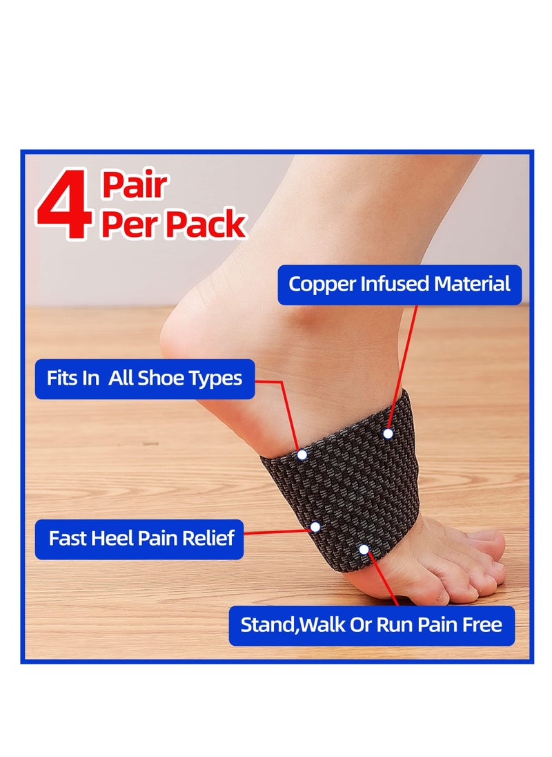 Generic - Copper Compression Arch Supports - 4 Pair Plantar Fasciitis Relief Sleeves for Heel Pain, Flat Feet - Infused Arch Support Bands for Women and Men - Image 1