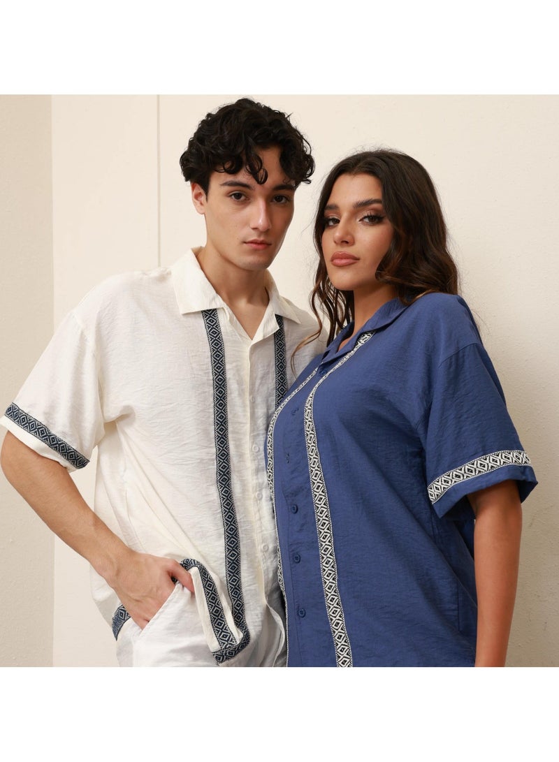 الأناقة  قميص اوفر سايز بأكمام قصيرة - Image 1