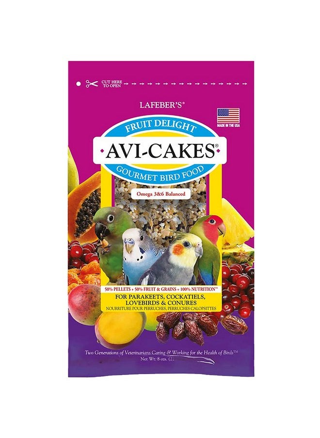 لافيبيرز طعام الطيور الأليفة Avi-Cakes Fruit Delight من LAFEBER'S، مصنوع من مكونات غير معدلة وراثيًا ومناسبة للبشر، للطيور الكوكتيل والكونيور والببغاوات (البادجي) والطيور العاشقة (عبوة من قطعة واحدة سعة 8 أونصة)  - Image 1