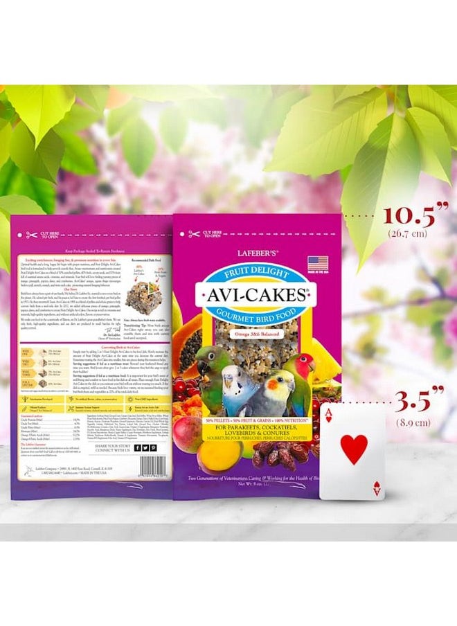 لافيبيرز طعام الطيور الأليفة Avi-Cakes Fruit Delight من LAFEBER'S، مصنوع من مكونات غير معدلة وراثيًا ومناسبة للبشر، للطيور الكوكتيل والكونيور والببغاوات (البادجي) والطيور العاشقة (عبوة من قطعة واحدة سعة 8 أونصة)  - Image 2