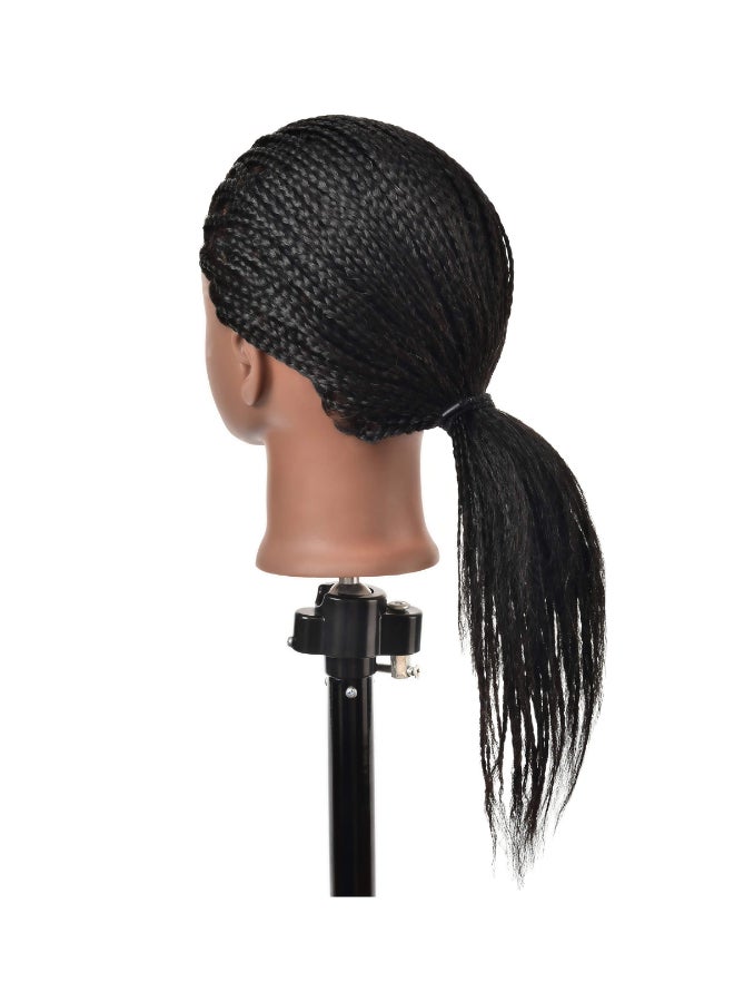 FUTAI African American Mannequin Head 100 Real Human Hair Manikin Doll Style Head for Practice Braiding Styling Cosmetology Training with Stand - Image 4