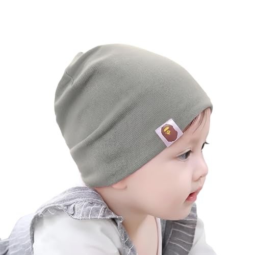 SYGA Baby Cap Small Plain Soft & Stretchable Knitted Baby Cap for 6M - 5 Years - Gray - Image 1