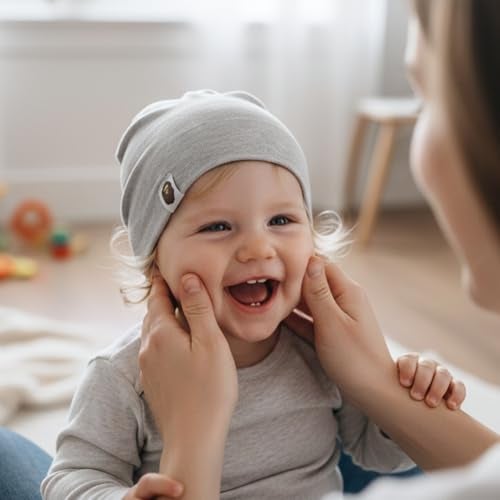 SYGA Baby Cap Small Plain Soft & Stretchable Knitted Baby Cap for 6M - 5 Years - Gray - Image 2