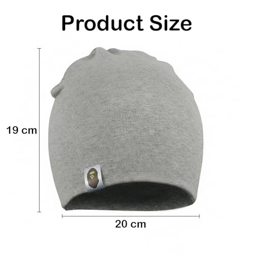 SYGA Baby Cap Small Plain Soft & Stretchable Knitted Baby Cap for 6M - 5 Years - Gray - Image 3