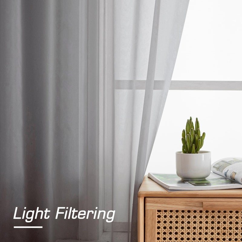 Simplebrand Grey Sheer Curtains 72 Inches Long 2 Panels for Living Room, Rod Pockets Airy Window Treatments Voile Sheer Curtain Panels Lightweight for Front Back Patio Glass Door, 42" Width - Image 4