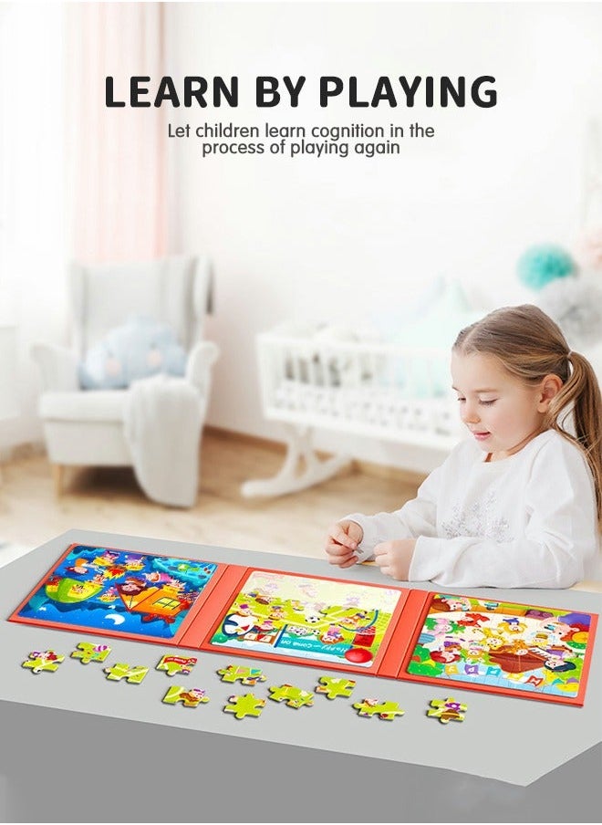 GROIC Magnetic Puzzles Books 2 Pack Life, Animals Multi Scene Puzzles, Jigsaw Book for Toddlers, Portable Travel Games Montessori Preschool Learning Activities  - Image 5