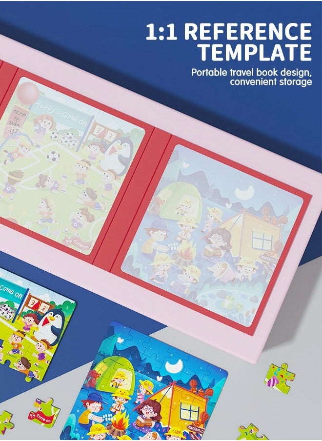 GROIC Magnetic Puzzles Books 2 Pack Life, Animals Multi Scene Puzzles, Jigsaw Book for Toddlers, Portable Travel Games Montessori Preschool Learning Activities  - Image 4