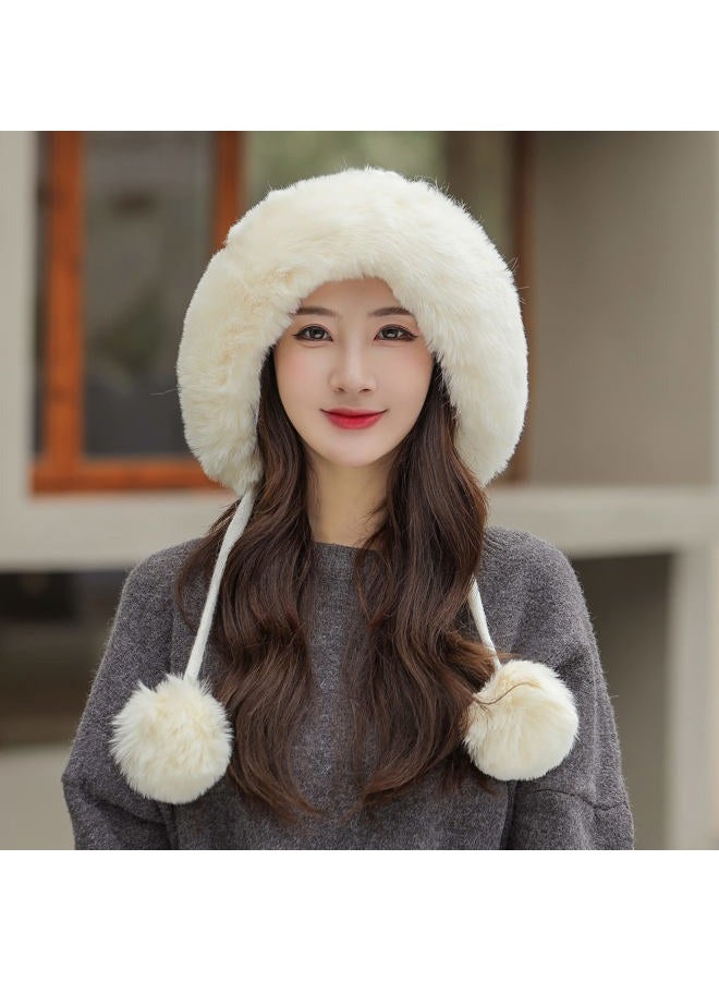 Huamulan Women Winter Peruvian Cover Ears Beanie Hat Ear Flaps Sherpa Ski Snow Hats Knit Fleece Lined 3 Pom Pom, A3-m1399-naibai, One size - Image 3