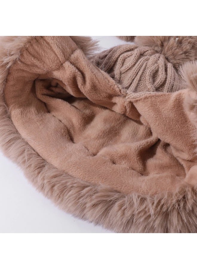 Huamulan Women Winter Peruvian Cover Ears Beanie Hat Ear Flaps Sherpa Ski Snow Hats Knit Fleece Lined 3 Pom Pom, A3-m1399-naibai, One size - Image 5