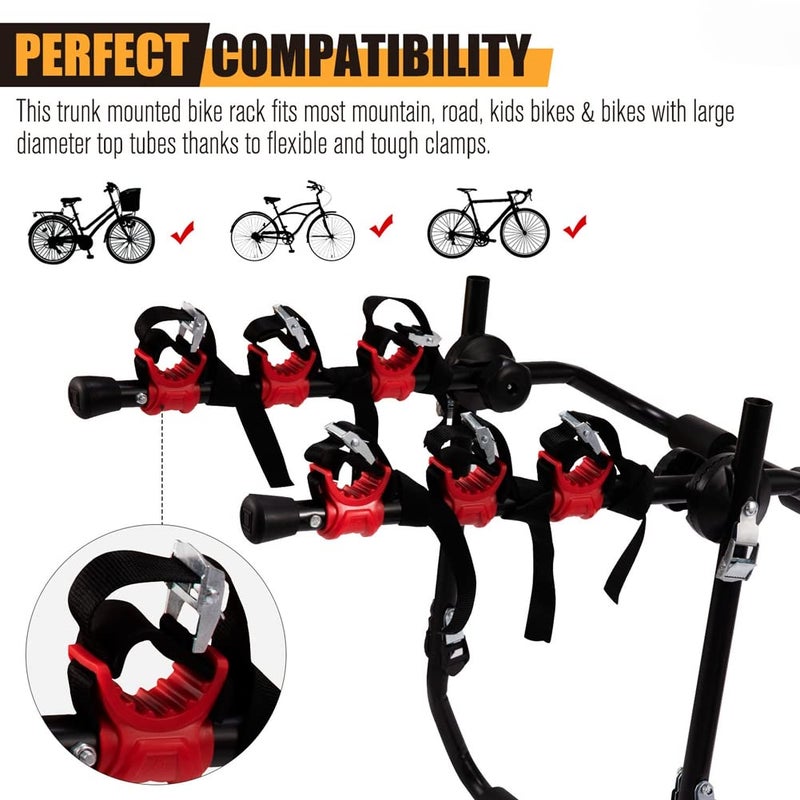 ASENDIWAY 6Pcs/Set Bike Rack Hitch Mount Bicycle Car Bike Rack Strap Replacement Cradles Cargo Carrier Spare Hooks with Rubber Straps 1-1/4"&2" Bike Rack PartsTruck Hitch Red&Black Tie-Down Straps - Image 3