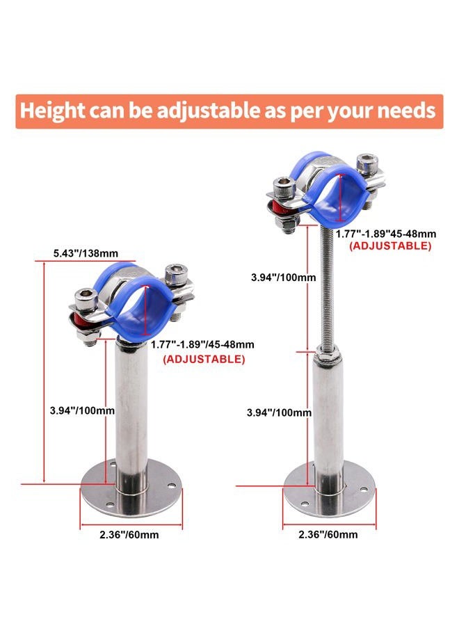 AKIHISA WYKA 1-57/64 Inch Wall Mount Ceiling Mount Pipe Support,2 Pcs Stainless Steel Adjustable Pipe Bracket Clamp Range 45-48mm(100+100mm) - Image 2