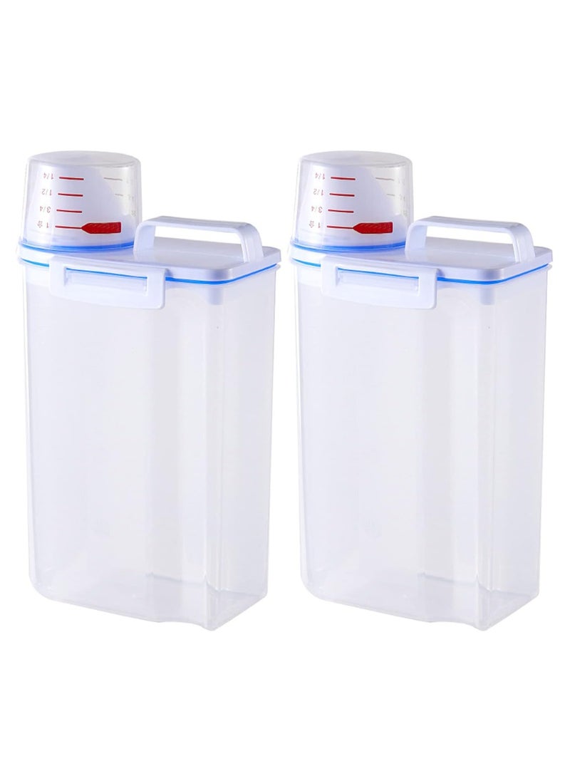 Generic 2KG Plastic Rice Storage Bin Flour Box Food Storage Container with Measuring Cup Portable Easy Grip Handle for Kitchen Dry Food(2pcs)  - Image 1