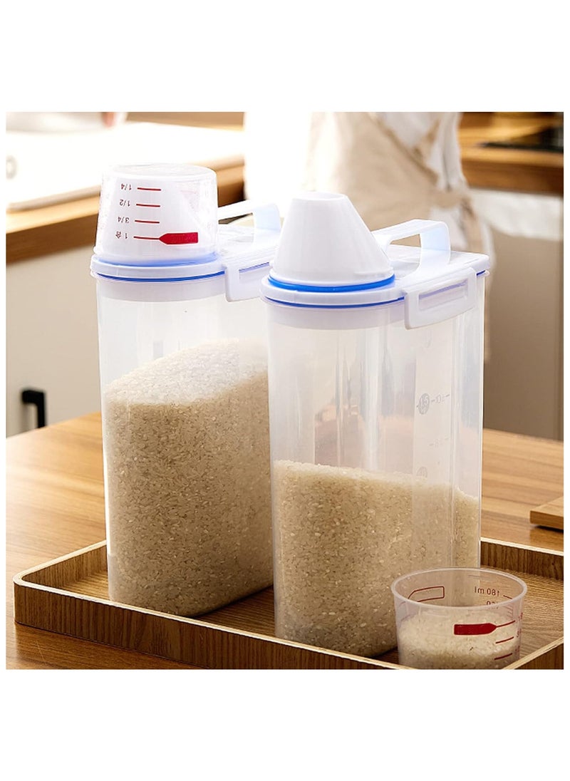 Generic 2KG Plastic Rice Storage Bin Flour Box Food Storage Container with Measuring Cup Portable Easy Grip Handle for Kitchen Dry Food(2pcs)  - Image 5