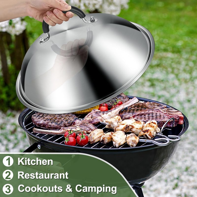 EWFEN Griddle Accessories for Blackstone, Commercial Grade 12 Inch Heavy Duty Round Melting Dome with 7" Round Cast Iron Grill Burger Bacon Press, Perfect for Blackstone Camp Chef Flat Top Griddle Grill - Image 3